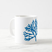 blaue korallenrote Silhouette Kaffeetasse (Vorderseite Links)