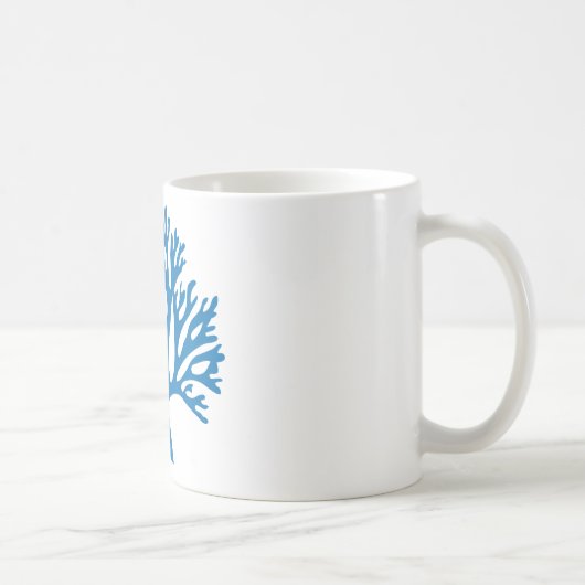 blaue korallenrote Silhouette Kaffeetasse (Rechts)