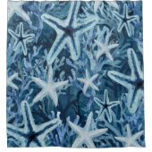 Blaue Korallenstern Seebeach-Muster Duschvorhang (Vorderseite)