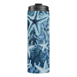 Blaue Korallenstern Seebeach-Muster Thermosbecher