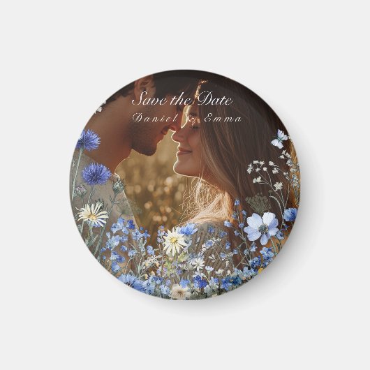 Blaue Kornblume Foto Save The Date Magnet (Vorne)