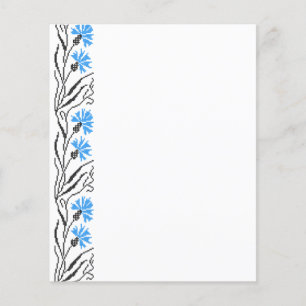 Blaue Kornblume Kreuzstichdesign Flyer