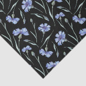 Blaue Kornblume Schwarzer Hintergrund Seidenpapier (Ausschnitt)