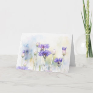 Blaue Kornblumen-Aquarell-Kunst-Notizkarte Karte