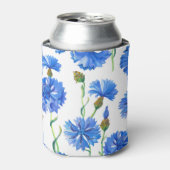 Blaue Kornblumen: Aquarellblumen nahtlos. Dosenkühler (Kanne Vorderseite)