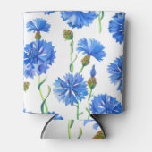 Blaue Kornblumen: Aquarellblumen nahtlos. Dosenkühler (Vorderseite)