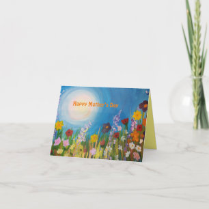 Blaue Kornblumen auf einer Wiese von Wildblumen Karte