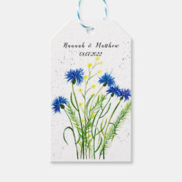 Blaue Kornblumen Blumen Aquarell hübsch Hochzeit Geschenkanhänger
