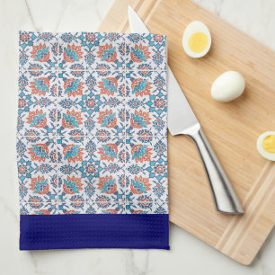 Blaue Kornblumen-Blumenmuster Blaue Umrandung Geschirrtuch