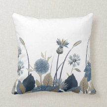 Blaue Kornblumen, Dahlien, Thistles-Throw-Kissen