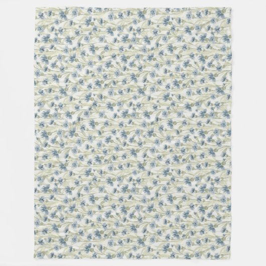 Blaue Kornblumen Hellgrün Fleece Blanket (Vorderseite)