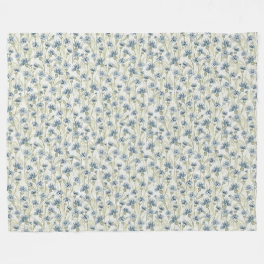 Blaue Kornblumen Hellgrün Fleece Blanket (Vorderseite (Horizontal))