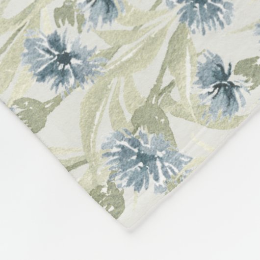 Blaue Kornblumen Hellgrün Fleece Blanket (Ecke)