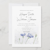 Blaue Kornblumen Hochzeitsfeier Einladung (Vorderseite)