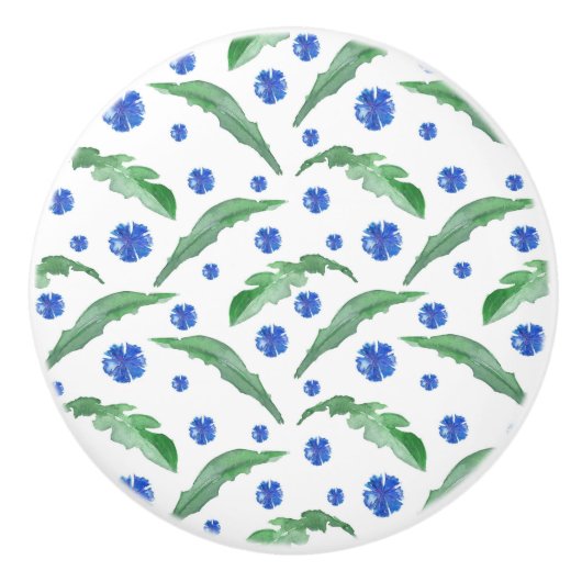 Blaue Kornblumen Keramikknauf (Vorderseite)