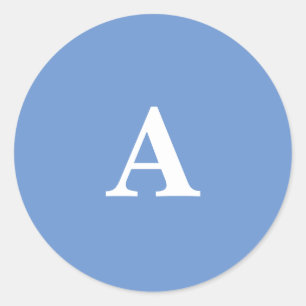 Blaue Kornblumen-Monogramm-Initiale Weiß Benutzerd Runder Aufkleber