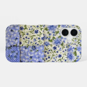 Blaue Kornblumen-Patchworkdecke iPhone 16 Hülle (Rückseite (Horizontal))