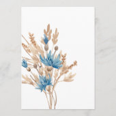 Blaue Kornblumen und Weizenhochzeit Menükarte (Rückseite)