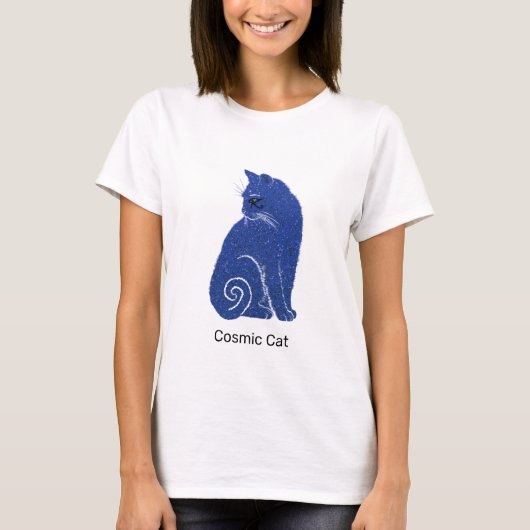 Blaue kosmische Katze T-Shirt (Vorderseite)