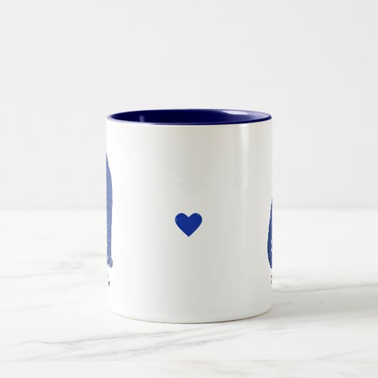 Blaue kosmische Katze Zweifarbige Tasse (Mittel)