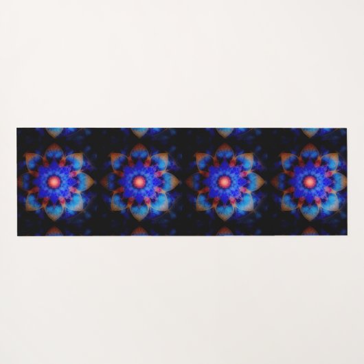 Blaue Kosmische Lotus Yogamatte (Rückseite (Horizontal))