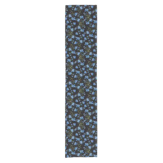 Blaue Kosmosblumen Kurzer Tischläufer (Vorderseite)