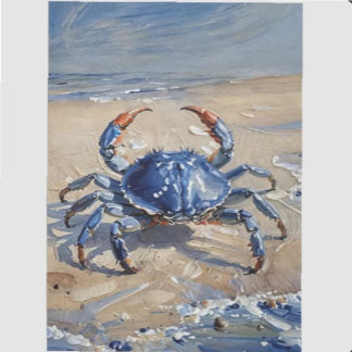Blaue Krabbe am Strand Seidenpapier