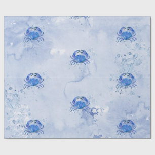 Blaue Krabbe Aquarell Geschenkpapier