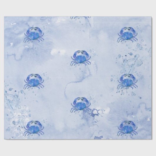 Blaue Krabbe Aquarell Geschenkpapier (Flach)