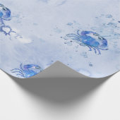 Blaue Krabbe Aquarell Geschenkpapier (Ecke)