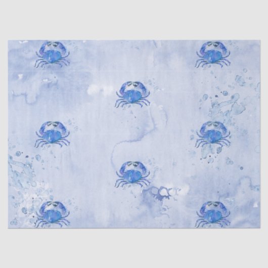 Blaue Krabbe Aquarell Seidenpapier (Vorderseite)