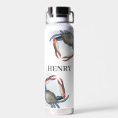 Blaue Krabbe aus dem Whimsikischen Meer Trinkflasche (Rückseite)