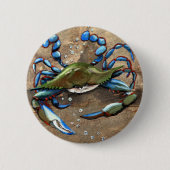 Blaue Krabbe Button (Vorderseite)