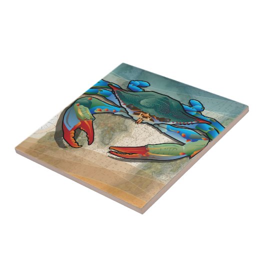 Blaue Krabbe Fliese (Seite)