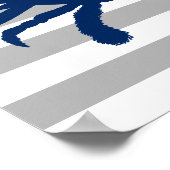 Blaue Krabbe Grau und Weiß Streifen Poster (Ecke)