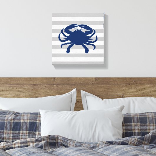Blaue Krabbe Grau und weiße Streifen Leinwanddruck (Insitu (Schlafzimmer))