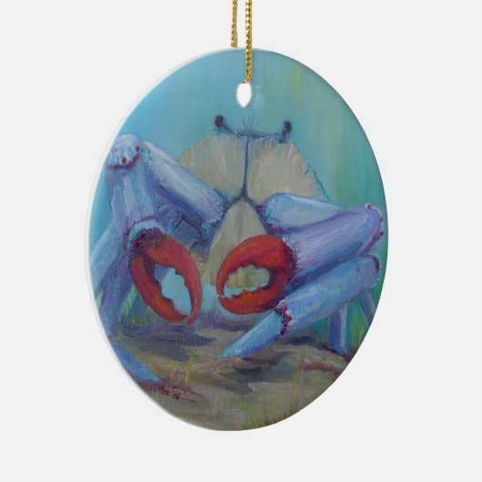 Blaue Krabbe Keramik Ornament (Rechts)