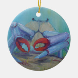 Blaue Krabbe Keramik Ornament