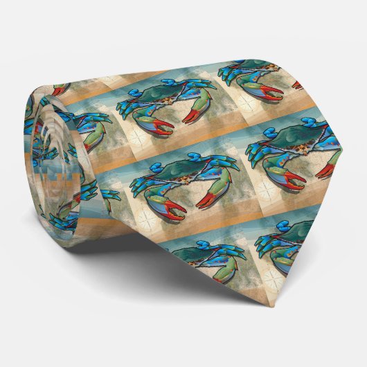 Blaue Krabbe Krawatte (Gerollt)