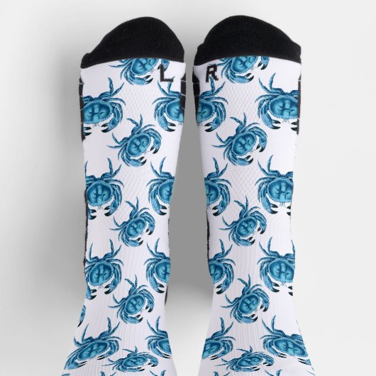 Blaue Krabbe Meeresfrüchte Muster Socken (Oben)