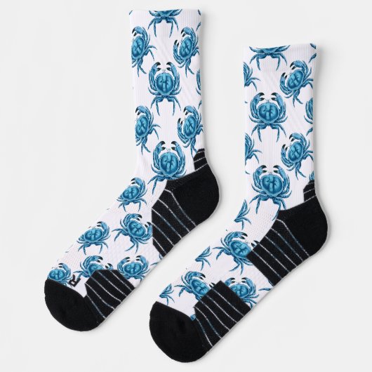 Blaue Krabbe Meeresfrüchte Muster Socken (Links)