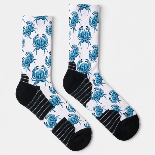 Blaue Krabbe Meeresfrüchte Muster Socken (Rechts)