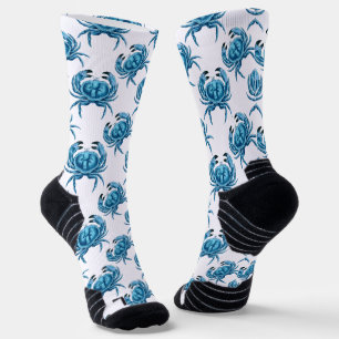 Blaue Krabbe Meeresfrüchte Muster Socken