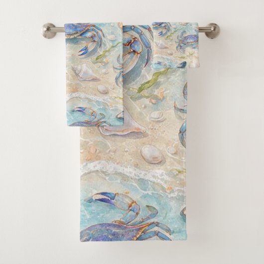 Blaue Krabbe & Muscheln Badhandtuch Set (Insitu)
