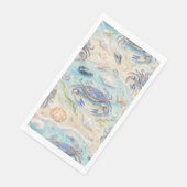 Blaue Krabbe & Muscheln Serviette (Ecke)