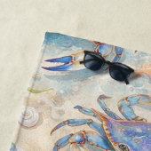 Blaue Krabbe & Muscheln Strand Strandtuch (Beispiel)
