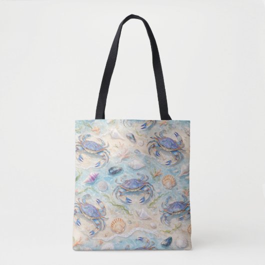 Blaue Krabbe & Muscheln Strand Tasche (Vorderseite)