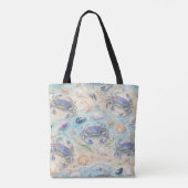 Blaue Krabbe & Muscheln Strand Tasche (Rückseite)