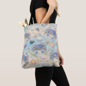 Blaue Krabbe & Muscheln Strand Tasche (Von Nahem)