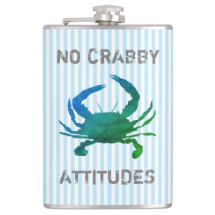 Blaue Krabbe Nautical Keine krabbige Einstellung Flachmann